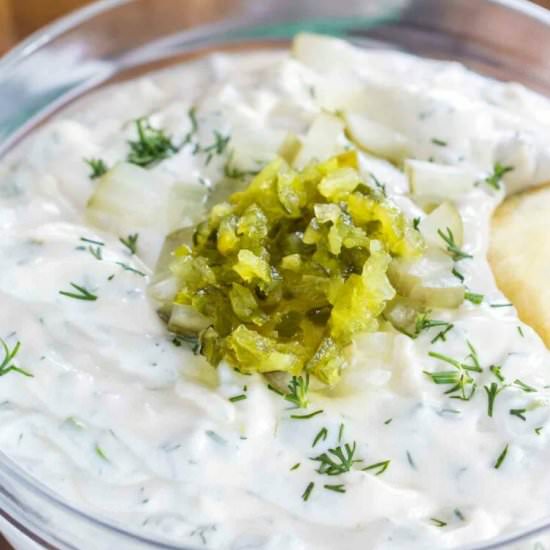 Dill Pickle Dip - Recipe photo by peasandpeonies