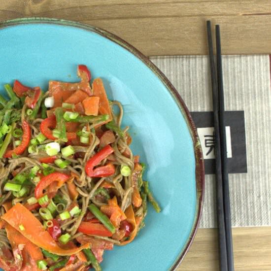 Soba Noodles in Peanut Sauce - Recipe photo by agourmetfoodblog
