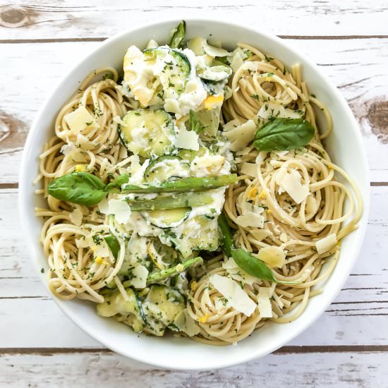 Spaghetti with Ricotta & Veggies - Recipe photo by Heartatworkrecipes