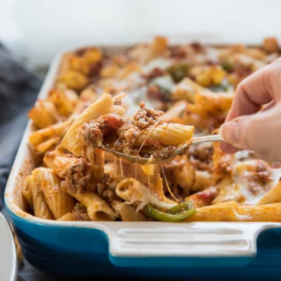 Cheesy Sausage Peppers Pasta Bake - Recipe photo by hungerthirstplay