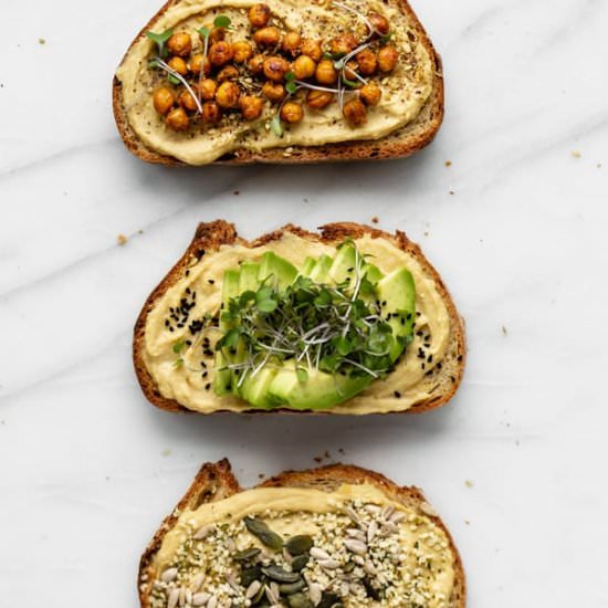 Hummus Toast 3 Ways - Recipe photo by choosingchia
