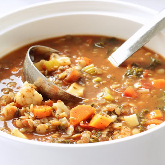 Mediterranean Vegetable Lentil Soup - Recipe photo by Craving Something Healthy