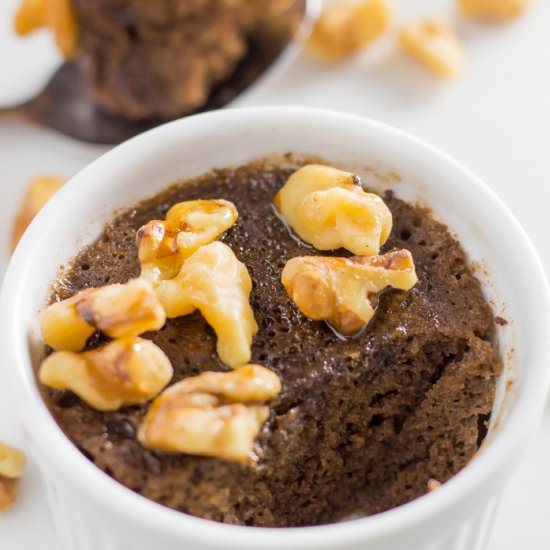 Keto Chocolate Mug Cake w/ Walnuts - Recipe photo by sugarlesscrystals