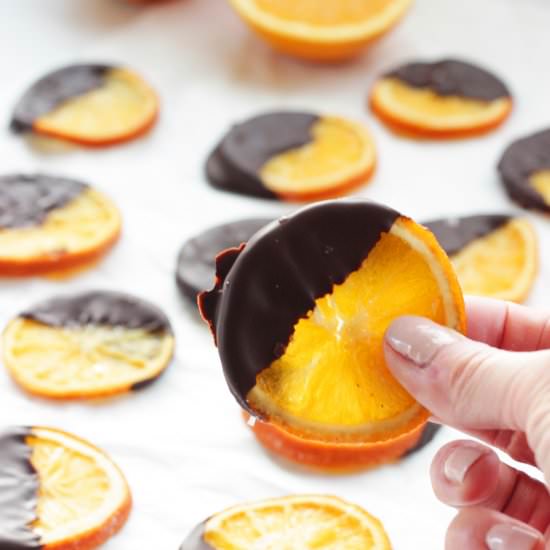 Dark Chocolate Dipped Orange Slices - Recipe photo by Craving Something Healthy