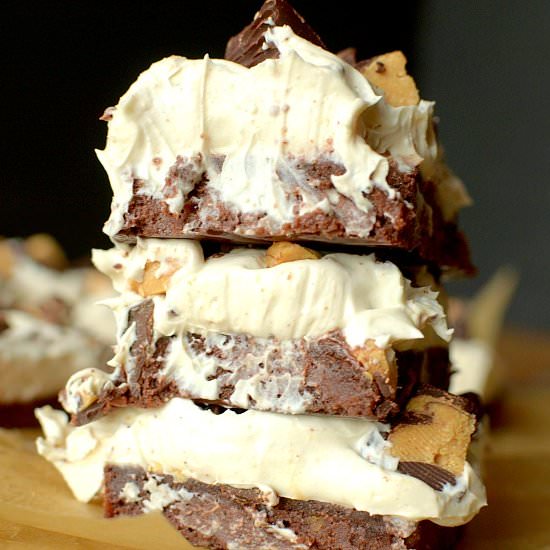 Peanut Butter Pie Brownies - Recipe photo by Athletic Avocado