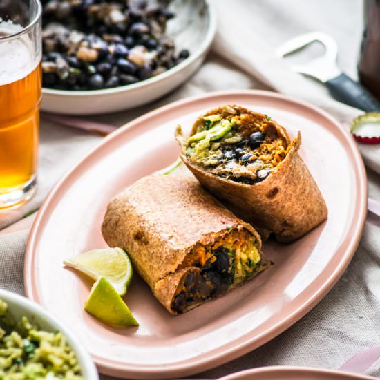 Sweet Potato Bean Burritos - Recipe photo by rhubarbandcod