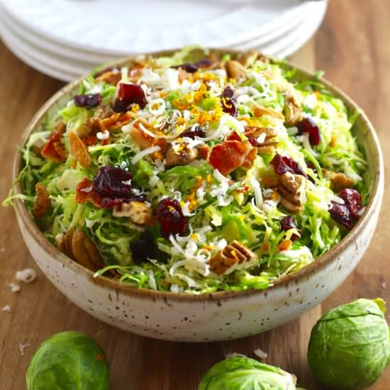 Brussels Sprout Salad with Dressing - Recipe photo by Grits and Pinecones