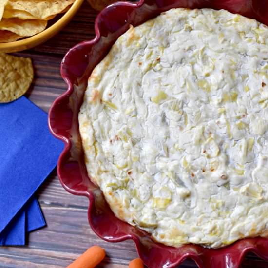 Lite Cheesy Baked Artichoke Dip - Recipe photo by Flavor Walk