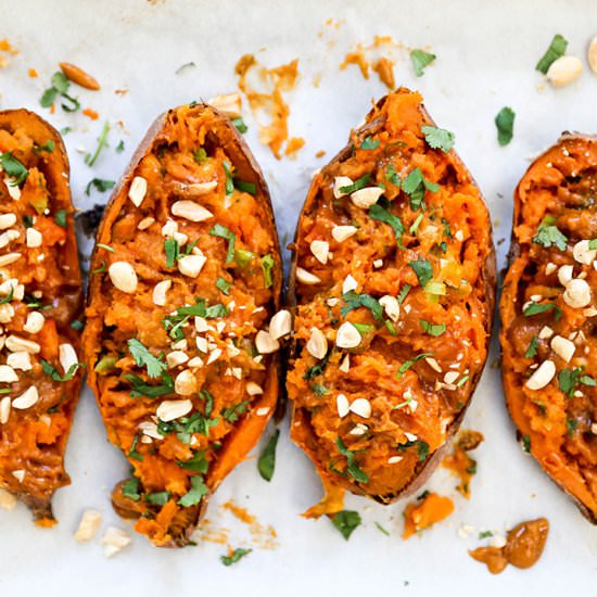 Thai Stuffed Sweet Potato Skins - Recipe photo by FloatingKitchen