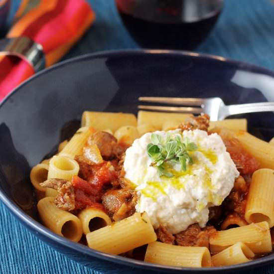 Lamb ragu with rigatoni - Recipe photo by Food Gal