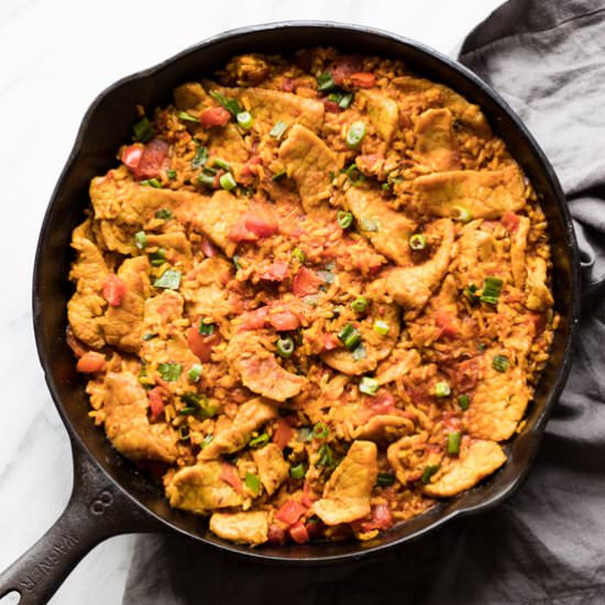 Low FODMAP Pork Paella - Recipe photo by funwithoutfodmaps