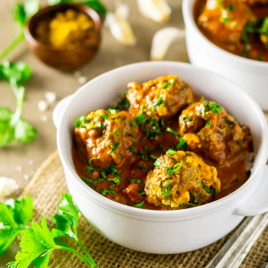Curried Feta-Lamb Meatballs - Recipe photo by Burrata and Bubbles