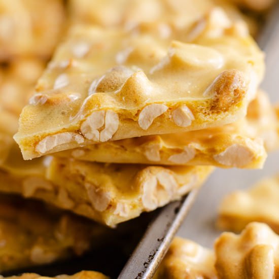 Microwave Peanut Brittle - Recipe photo by The Creative Bite