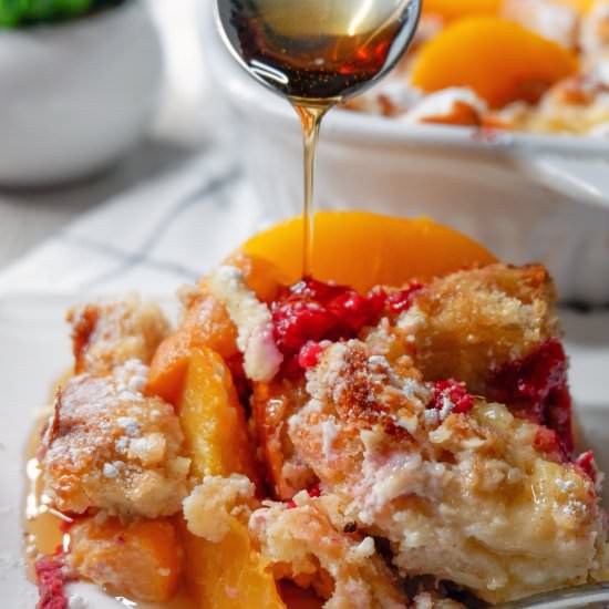 Raspberry Peach Baked French Toast - Recipe photo by poweredbymom