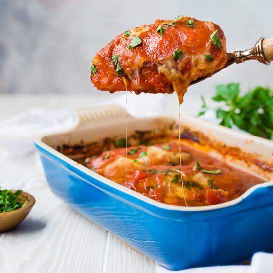One Pan Pizza Chicken - Recipe photo by rachelcooksblog