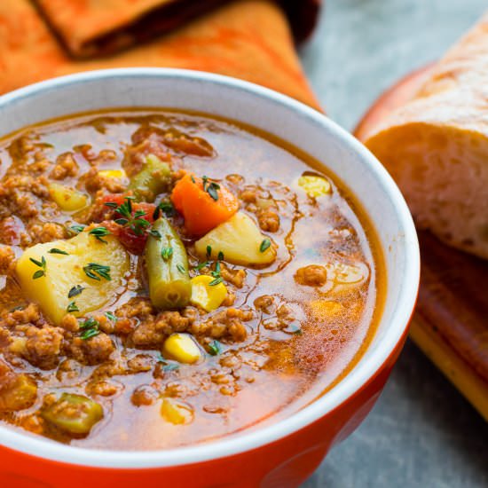 Instant Pot Hamburger Soup - Recipe photo by No Plate Like Home