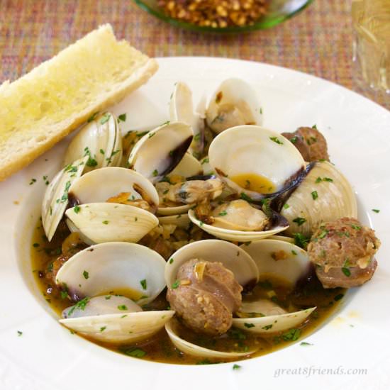 Clams with Hot Italian Sausage - Recipe photo by Great 8 Friends