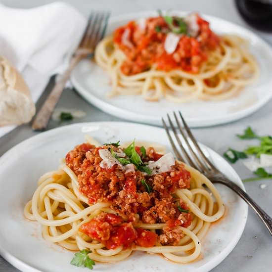 Spaghetti all'Amatriciana - Recipe photo by The Home Cooks Kitchen