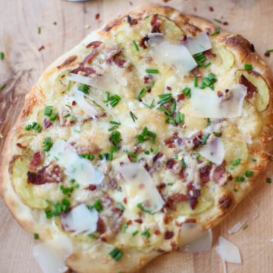 Potato, Bacon and Chive Pizza - Recipe photo by MyTastyTrials