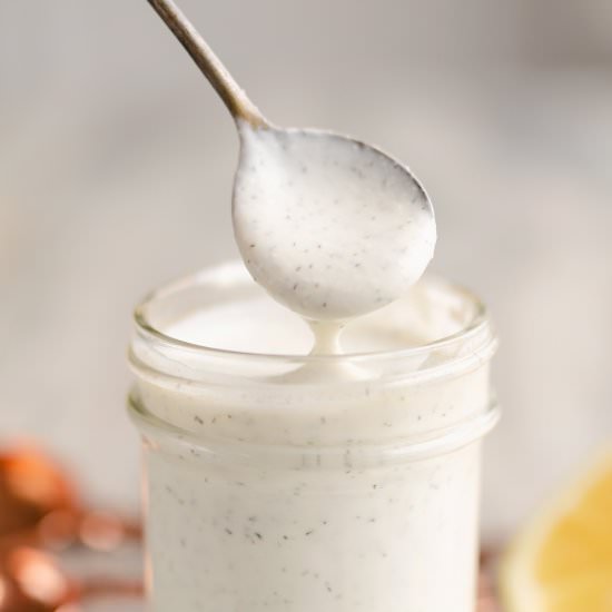 Light feta dill salad dressing - Recipe photo by The Creative Bite