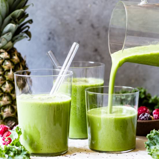 Kale Pineapple Smoothie - Recipe photo by foolproofliving.com