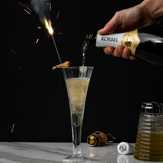 The Ginger Champagne Sparkler - Recipe photo by ONEarmedMAMA