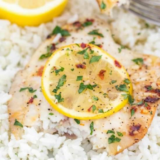 Baked Lemon Garlic Tilapia - Recipe photo by peasandpeonies