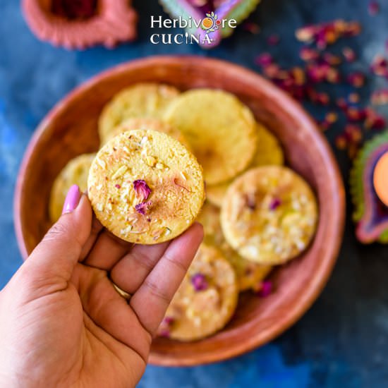 Badam Puri- Flourless Almond Cookie - Recipe photo by Herbivore Cucina