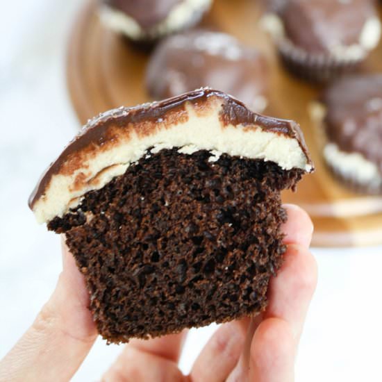 Caramel Chocolate Dipped Cupcakes - Recipe photo by asavoryfeast