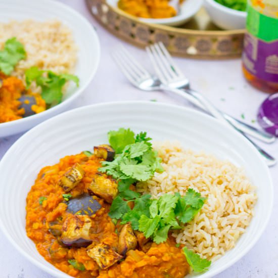 Roasted Aubergine & Red Lentil Dhal - Recipe photo by easypeasyfoodie