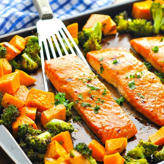 Sheet Pan Salmon with Sweet Potato - Recipe photo by The Seasoned Mom