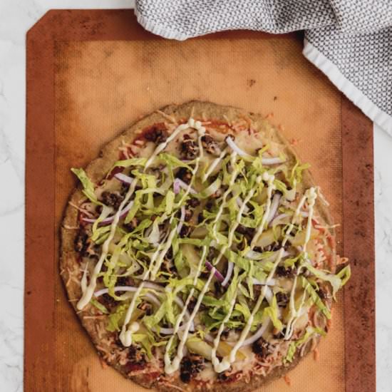 Cheeseburger Cauliflower Pizza - Recipe photo by Inspiralized