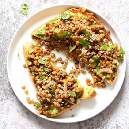 Sprouted Lentil Avocado Toast - Recipe photo by veganprovider