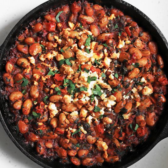 baked butter beans and nestled feta - Recipe photo by kathrynpauline