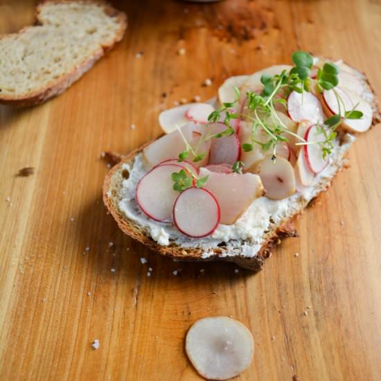 Sunchoke and Radish Tartine - Recipe photo by Wanderings in my Kitchen
