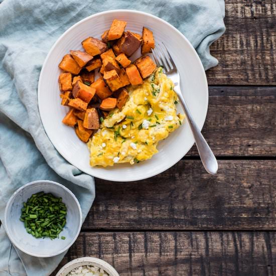 Goat Cheese & Chive Scrambled Eggs - Recipe photo by forageddish