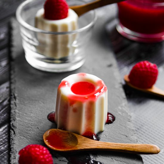 Panna Cotta with Raspberry Coulis - Recipe photo by Mommys Home Cooking