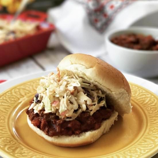 Sloppy BBQ Bison with Kick'n Slaw - Recipe photo by The Prize of Cooking