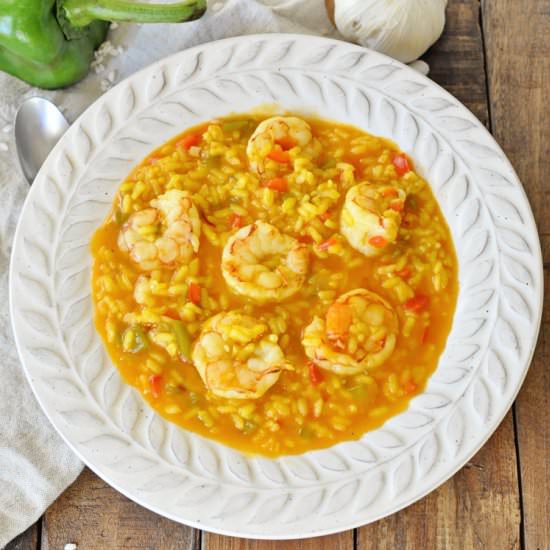 Spanish Arroz Caldoso with Shrimp - Recipe photo by Spain on a Fork
