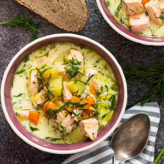 Finnish Salmon Soup (Lohikeitto) - Recipe photo by foodandjourneys