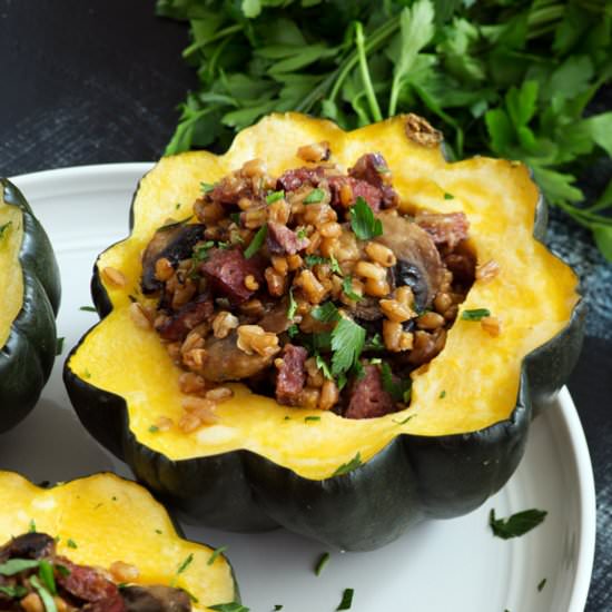 Stuffed Acorn Squash - Recipe photo by Barbara Curry