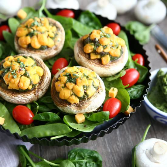 Spinach Pesto Stuffed Mushrooms - Recipe photo by angiesrecipes