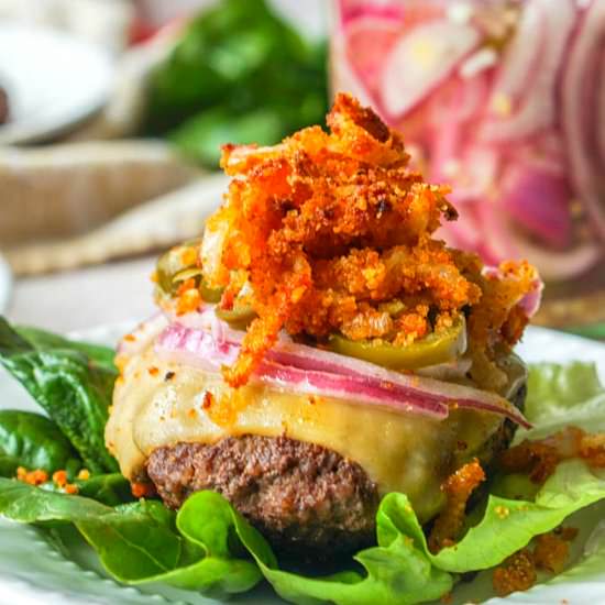 Keto Butter Burgers & Onions Straws - Recipe photo by MyLifeCookbook