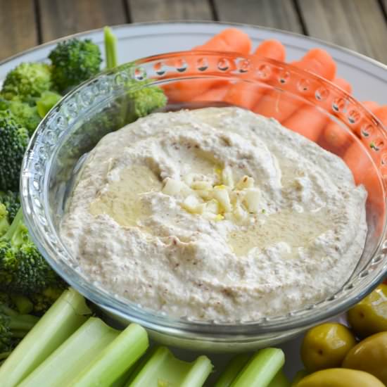 Garlic Green Olive Hummus - Recipe photo by theradiantchef