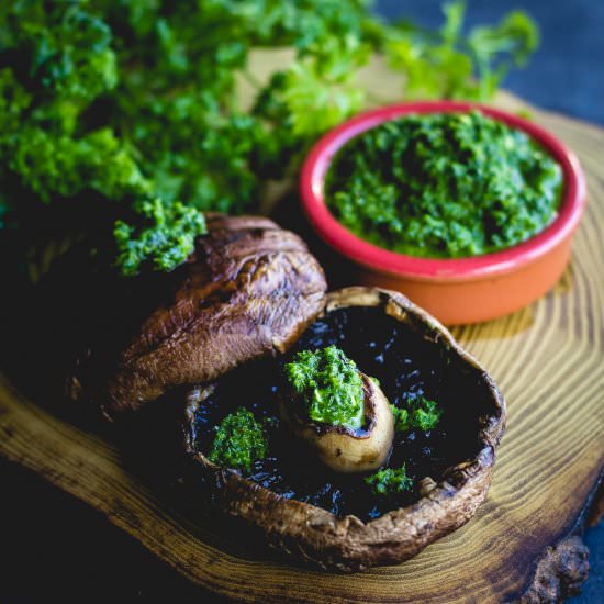 Grilled Portobello & Jalapeno pesto - Recipe photo by cuisinedeli