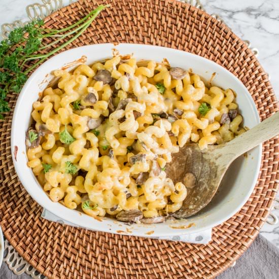 Mushroom Gruyere Pasta Bake - Recipe photo by More Than You Can Chew