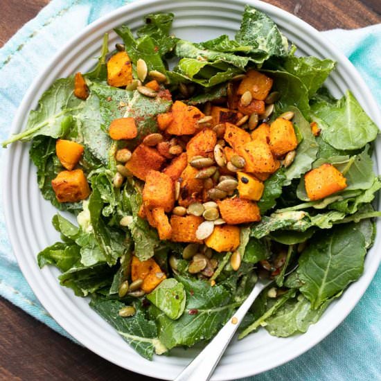 Avocado-Kale Salad with Butternut - Recipe photo by veggiesdontbite
