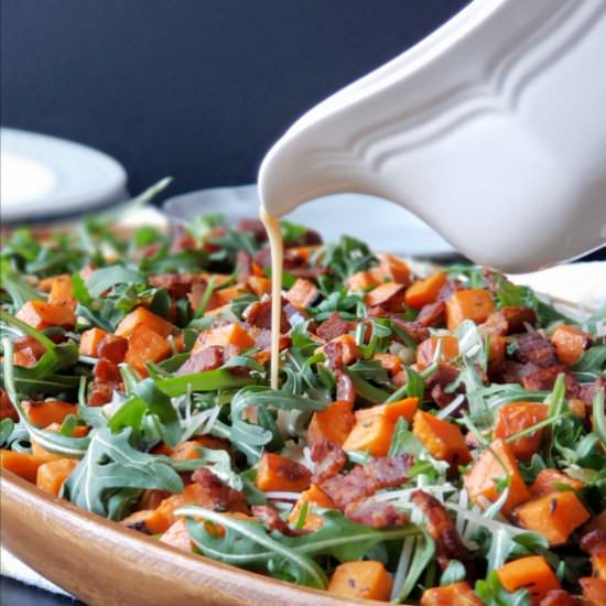 Roasted Sweet Potato Arugula Salad - Recipe photo by TasteAbounds