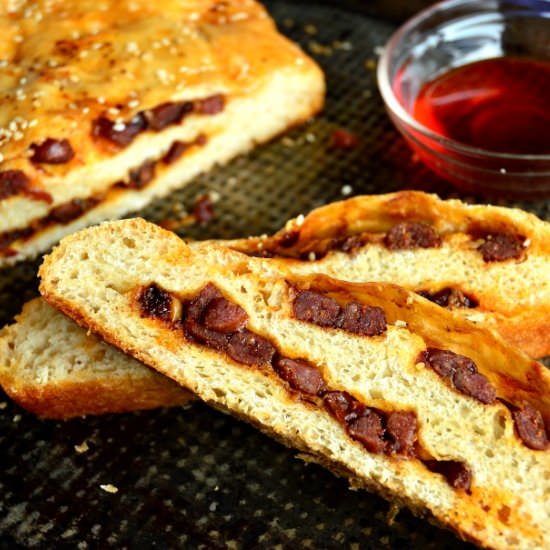 Chinese Sausage Focaccia - Recipe photo by thisishowicook