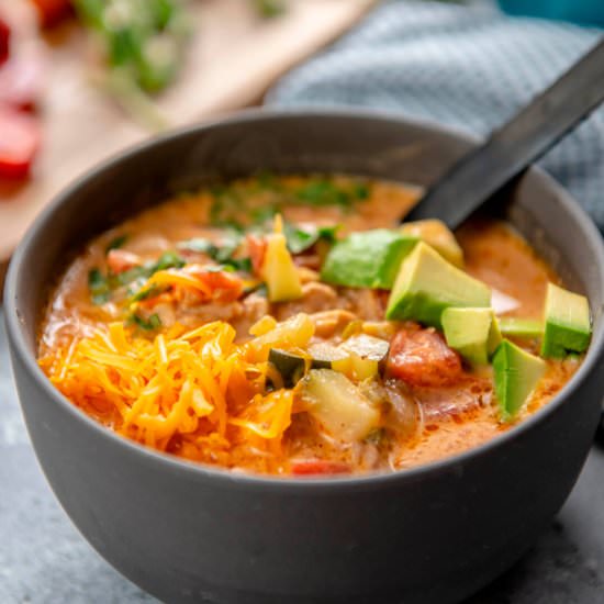 Keto Chicken Taco Soup - Recipe photo by Appetite For Energy